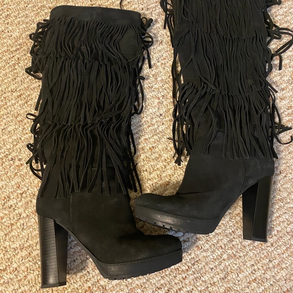 Dune London Suede Fringe Boots - Picture 2 of 4